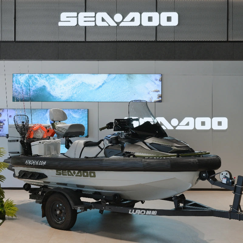 AirJain collar for Sea-Doo jet skis, designed for impact protection and safety, enhancing durability during water activities, displayed at exhibition