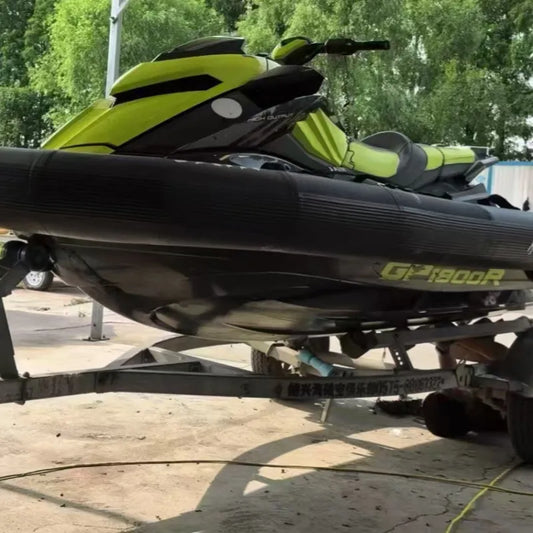AirJain collar for Yamaha GPR1800R jet ski, providing impact protection and enhancing safety during water activities, shown on the trailer