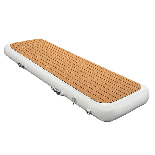 Premium inflatable yacht gangway featuring a non-slip teak style EVA deck pad, isolated on white background.